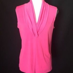 Attention Shawl Collar Sleeveless Top